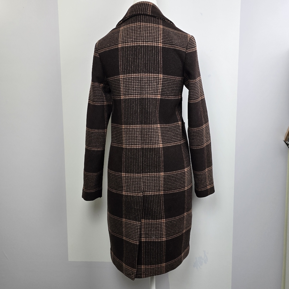 Abercrombie & Fitch Women Brown Houndstooth Gingham Wool Blend Jacket, Sz XXS - Picture 3 of 7